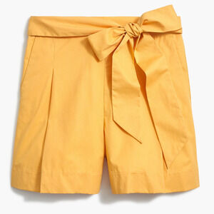 J Crew Shorts 4 Women High Rise Yellow 3.5" Tie Waist Poplin Chic Pleated Preppy